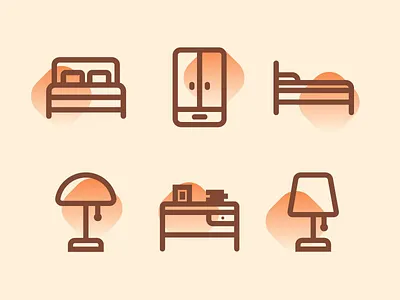 Bedroom Icons bed closet desk icon iconography illustration lamp line bedroom icons vector