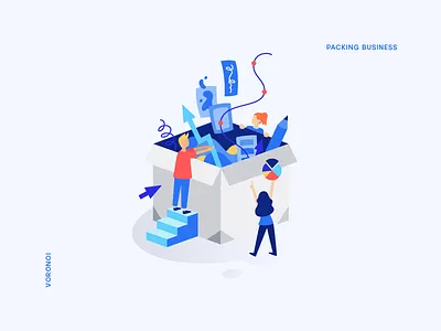 Packing business arrow boy business chart girl hero illustration people sign web