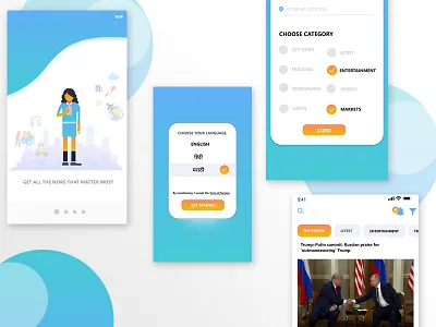 News app audio bbc cards content filters inshorts list ndtv news tiles video
