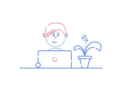 Working People computer desk illustration personage plant work