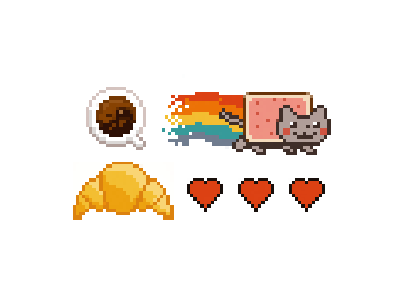 Pixel Equipment03 art cat coffee croissant life nyan pixel