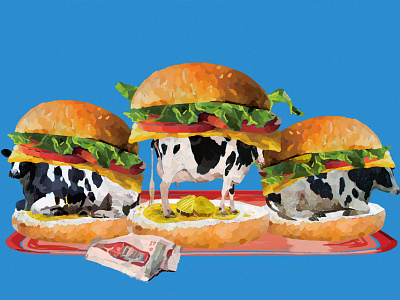 To Eat a Dairy Cow carolyn figel dairy cow food hamburger illustration