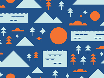 Nature Pattern blue cloud forest lake moon mountain red river star tree