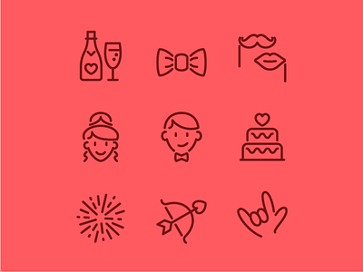 Wedding Icons icon icon set icons illustration line love vector wedding