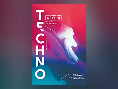 Techno Flyer abstract colorful colors creativemarket design download electro electronic flyer poster shapes techno