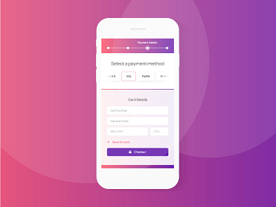 Daily UI 002 - Checkout 002 bold design checkout daily ui daily ui 002 day 2 design challenge gradient mobile ui payment