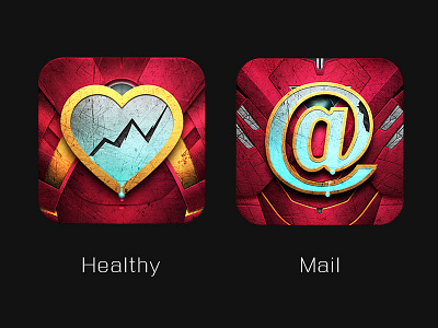 healthy and mail icon iron man