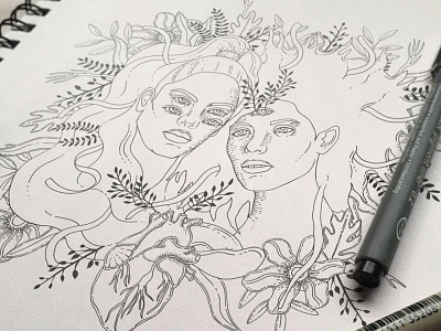 Ibeyi (wip) black and white black ink drawing ibex illustration ink sketch sketchbook work in progress