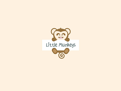Littlemunkeys animal branding children cute fun logo monkey