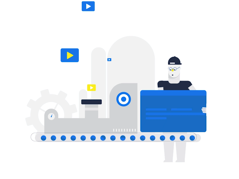 Youtube Machine animation character design flat graphics machine motion youtube