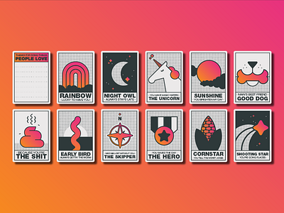 Trading Cards cards gradient halftone illustration