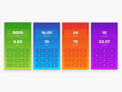 Calculadora de conversión calculator gradients mobile