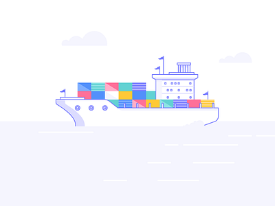 Cargo boat cargo clouds freight lavender ocean ship shipping