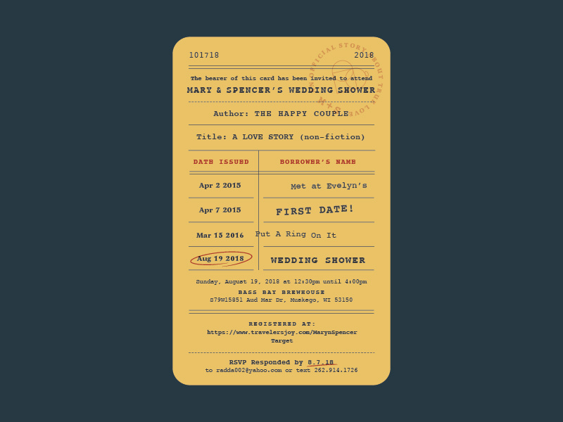 Example of Library Card Invitation