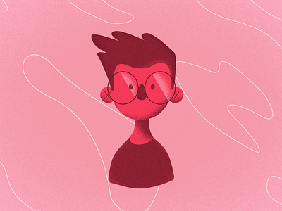 Hello, Dribbble! character colour debut debut shot first shot geek hello dribbble illustration kid monochromatic red self portrait