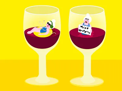 Glass Half Full, Or Half Empty? 2d character color creative digital doodle editorial fun graphic design illustration illustrator vector
