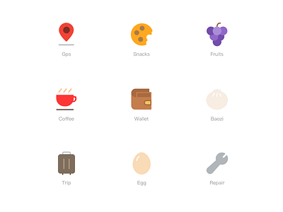 icon design coffee egg emotion fruits gps icon repair snacks trip ui wallet