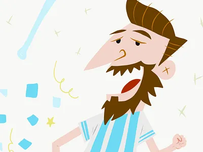 Messi 60s cartoon flat ilustration retro sixties