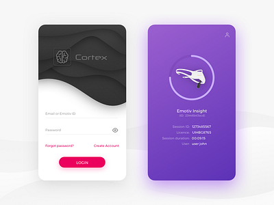Cortex Mobile Ui cortex emotiv headset login mobile product ui