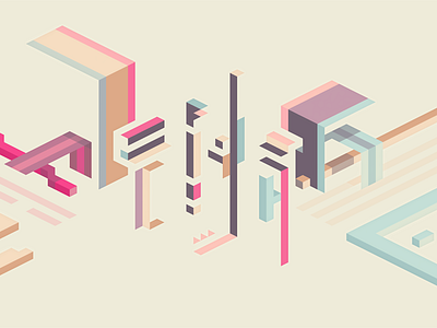 Glitch abstract design flat geometric hexels isometric minimal vector wallpaper