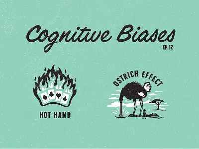 Cognitive biases 1 ace advertising africa face cards flames illustration ostrich