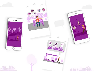Dribble1 app chat event find illustrations interest near people screes ui ux walkthoughts