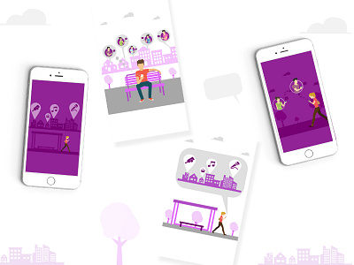 Dribble1 app chat event find illustrations interest near people screes ui ux walkthoughts