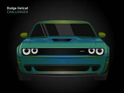 Dodge Hellcat adobe illustrator adobeillustrator debut design doge flatvector hellcat illustration illustrationoftheday vector