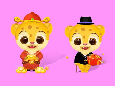 公司吉祥物设计 Mascot mascot of wealth ，leopard，god