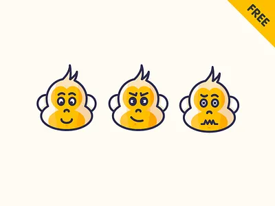 Monkey emotions ai animal clean download emotion fear filled free happy illustration monkey outline