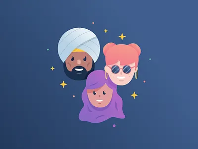 People data science diversity gradient icons illustration people