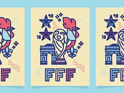 F F F fff france illustration poster rooster soccer star trophy world cup