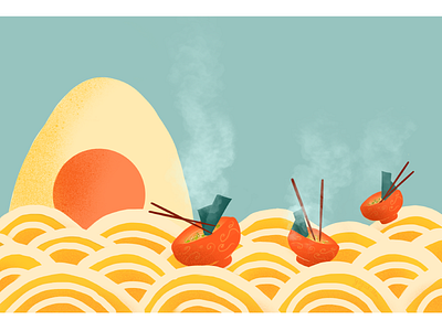 Noodle Sea business concept design food illustration japan japanese noodles poster procreate ramen restaurant