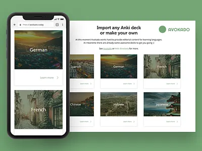 Avokado - language tile app cards edutech flashcard learning tile web