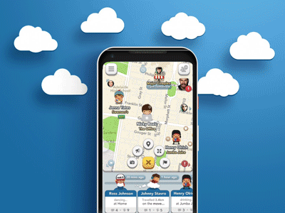 Journey app animation app cartoon character colourful design iphone map