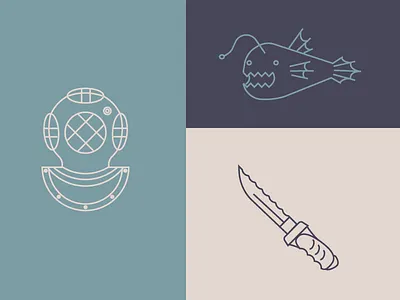 Deep Sea Icons branding design diving flat icon illustration logo ocean vector web