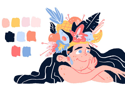 fruit hat color comp color comp color palette fruit hair hat tropical
