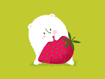 Sweet thing dog dogdaysofsummerart strawberry summer teacup pomeranian