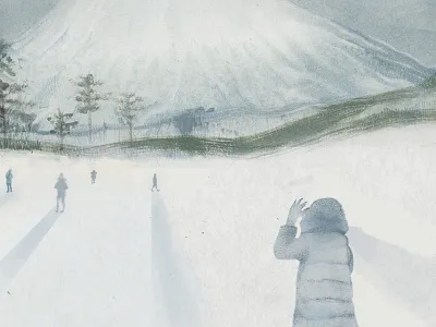 Illustration for travel article drawing graphite japan