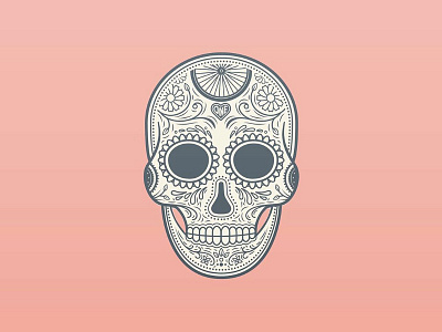 Bicycle themed skull bicycle flower illustration ornate pink skull