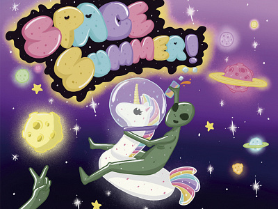 Space Summer alien espacio happy illustration ilustracion planets space summer verano