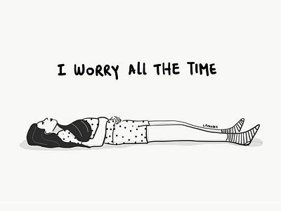 I Worry All The Time black and white comic digital art drawing fashion girl illustration ipad pro lyrics music music illustration sketch