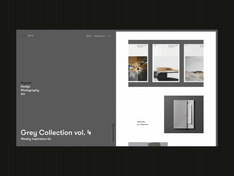 Whatever and Now Art Platform Popular Scroll & Hover animation art grid hover platform popular project scroll ui ux web whitespace