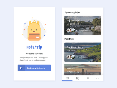 Note Trip app backpack cute illustration kawaii mobile note planner planning tourism travel trip