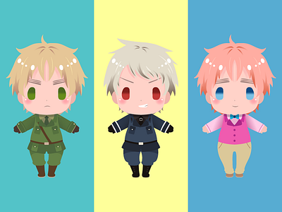 Hetalia Mascot Chibis: UK, Prussia & 2p!UK anime avatar character chibi cute geek hetalia illustration manga mascot nerd vector art