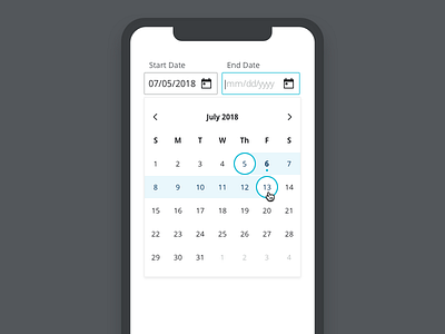 Date Range Picker Concept calendar dates picker range