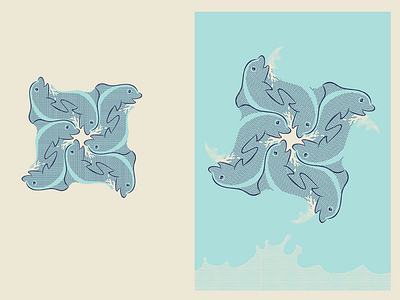 Dolphins illustration tessellation vector