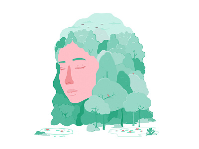 Mother earth earth eco ecologism face forest girl green life pastel planet trees