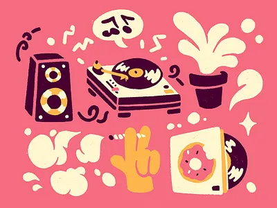 Summertime Chill doughnuts fun hiphop illustration jdilla record