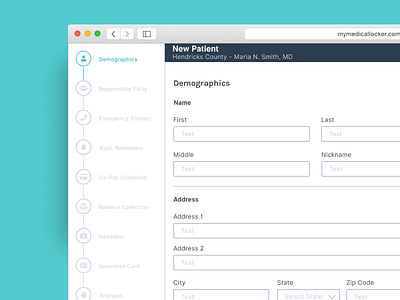 MyMedicalLocker Patient Forms (WIP) health healthcare patient portal ui ux